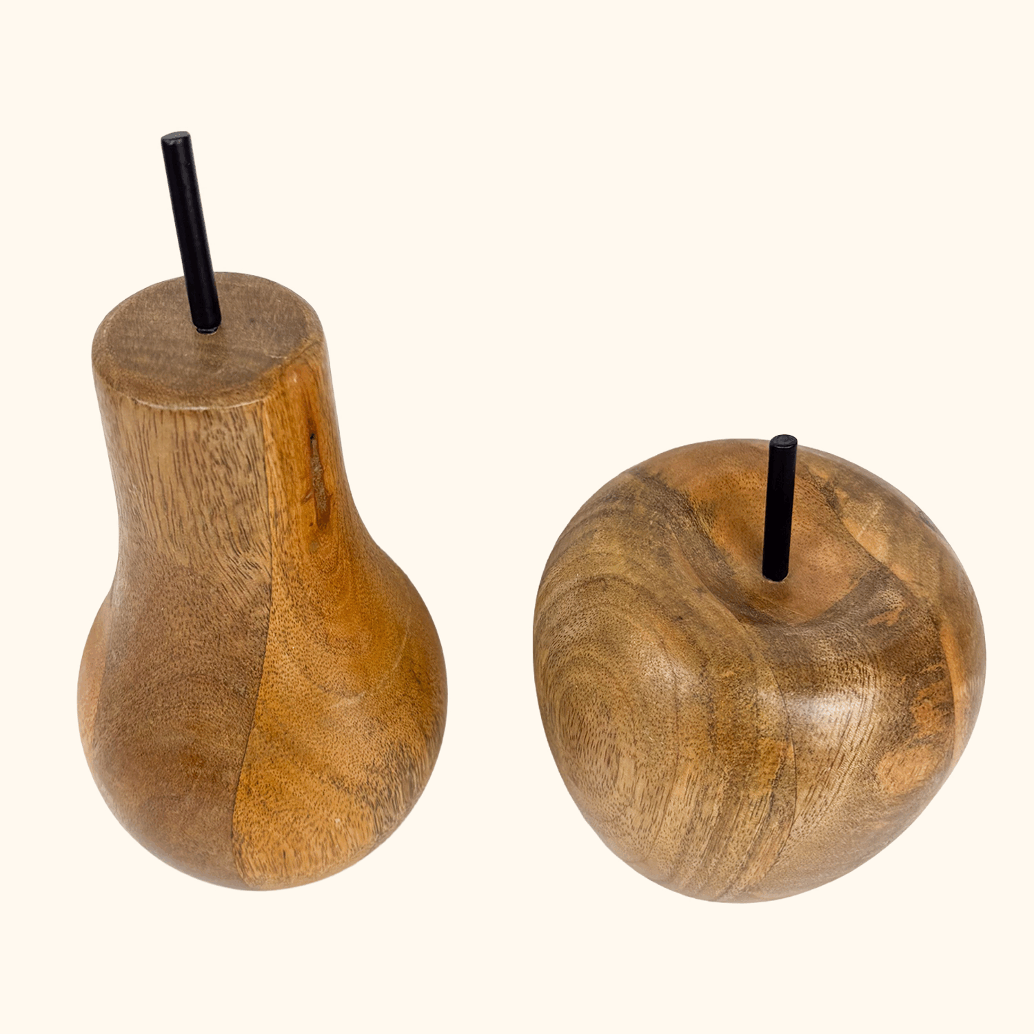 Mid Century Hand Turned Wood Fruit Ornaments