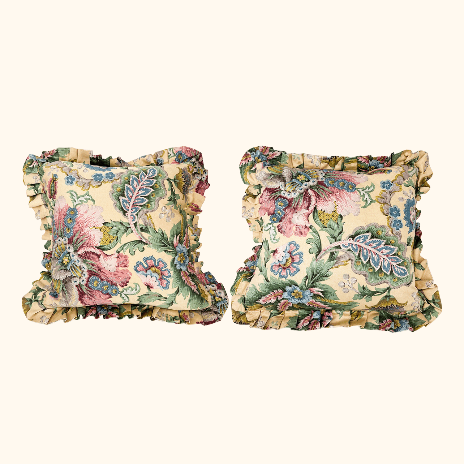 Paisley Floral Filled Cushions Pair 40cm