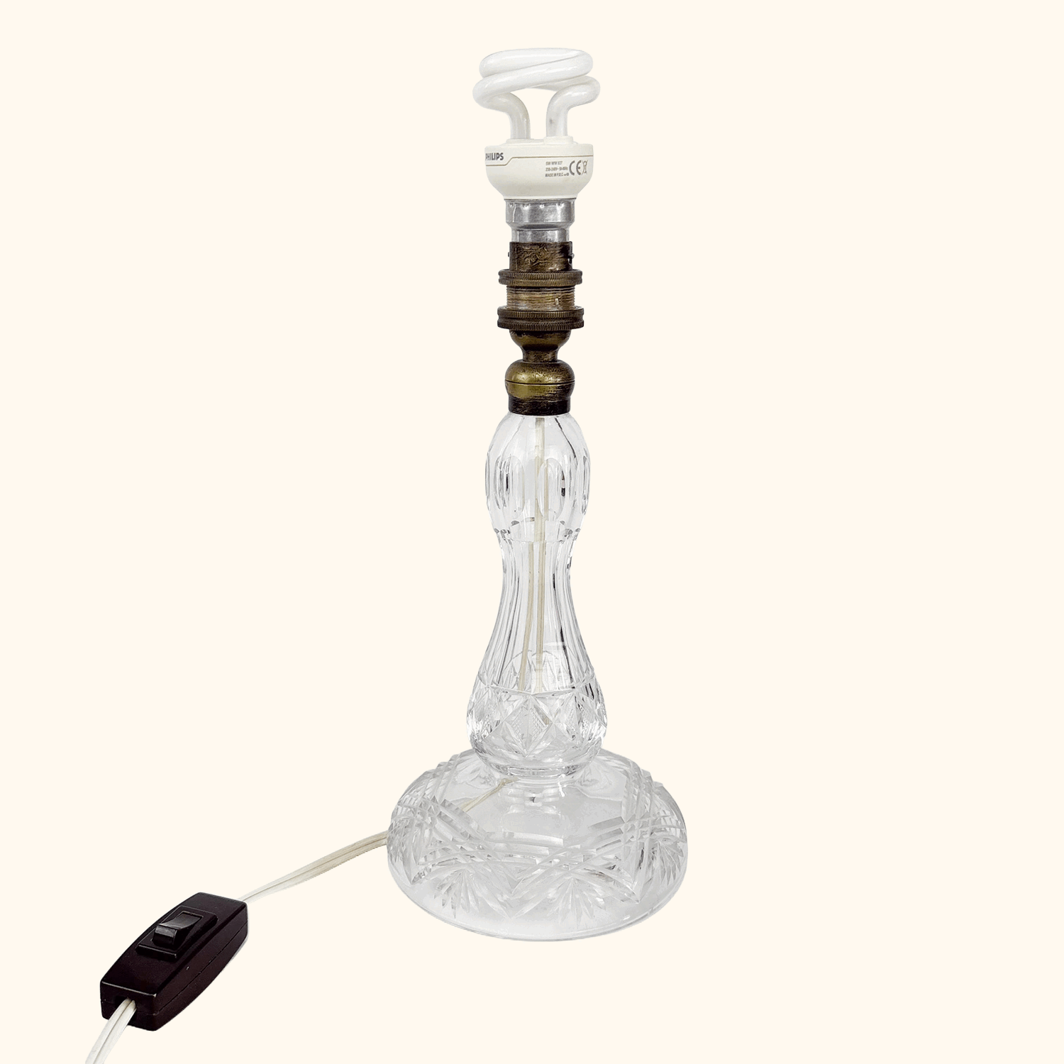Vintage Cut Glass Candlestick Lamp Base