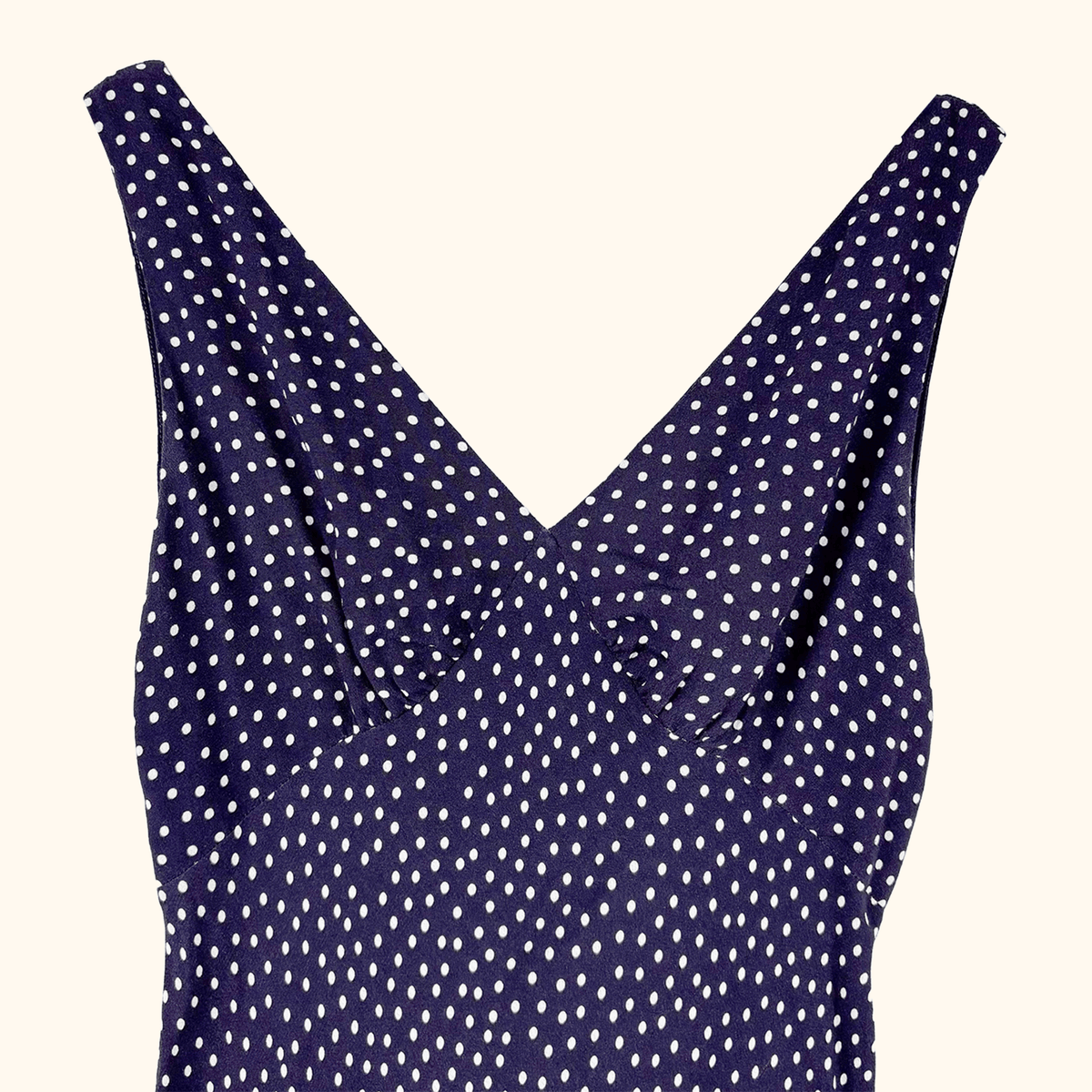 Rixo Sandrine Navy Polka Dot Midi Dress - Size 12