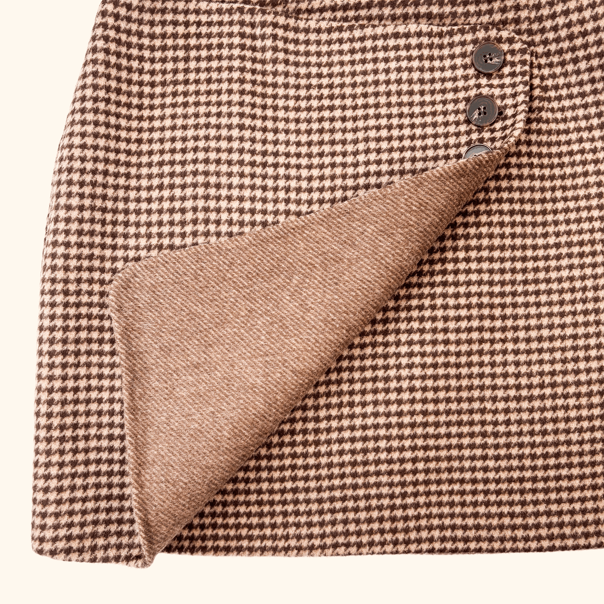 Sezane Peter Houndstooth Brown Wool Skirt - Size 12