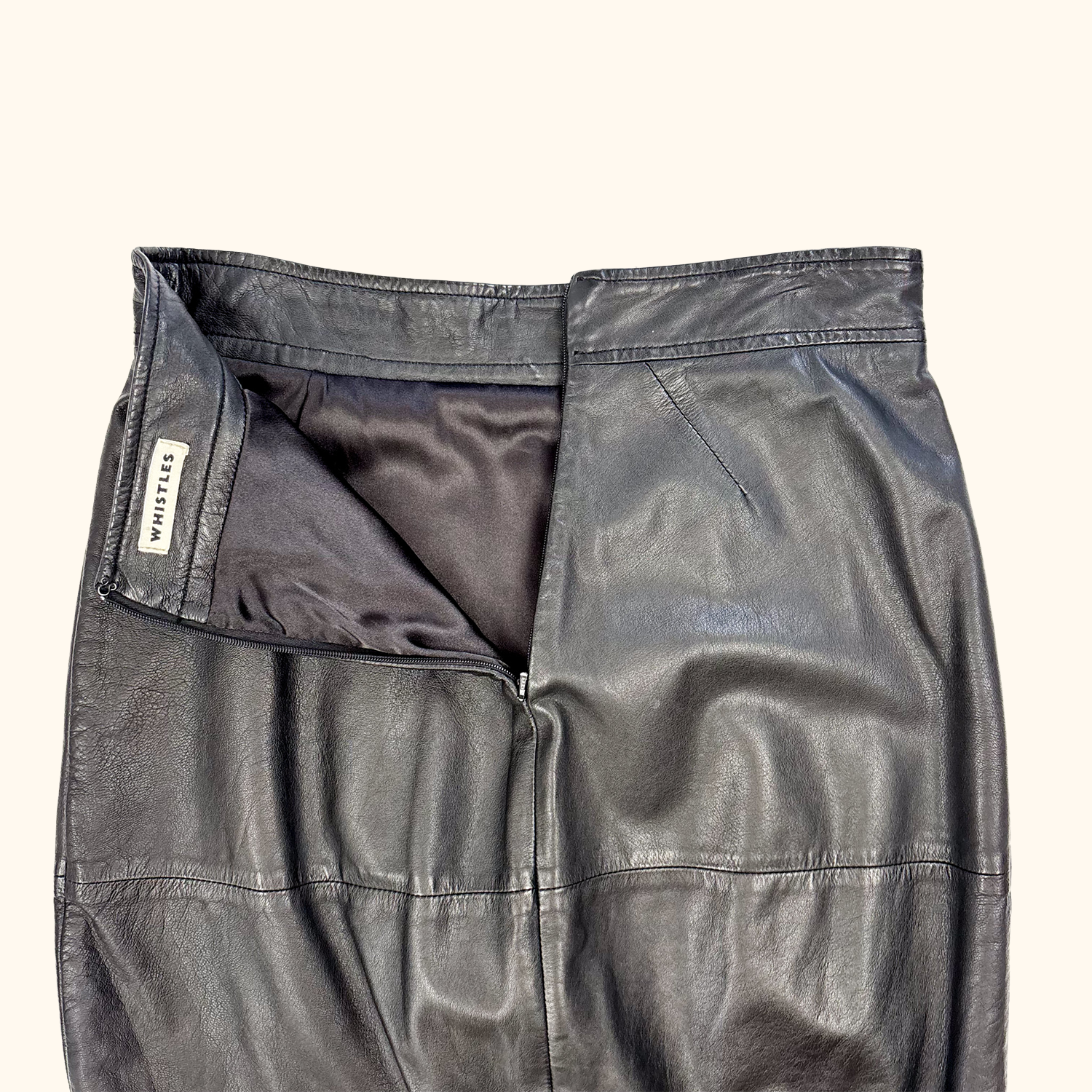 Whistles Black Leather Pencil Skirt - Size 6