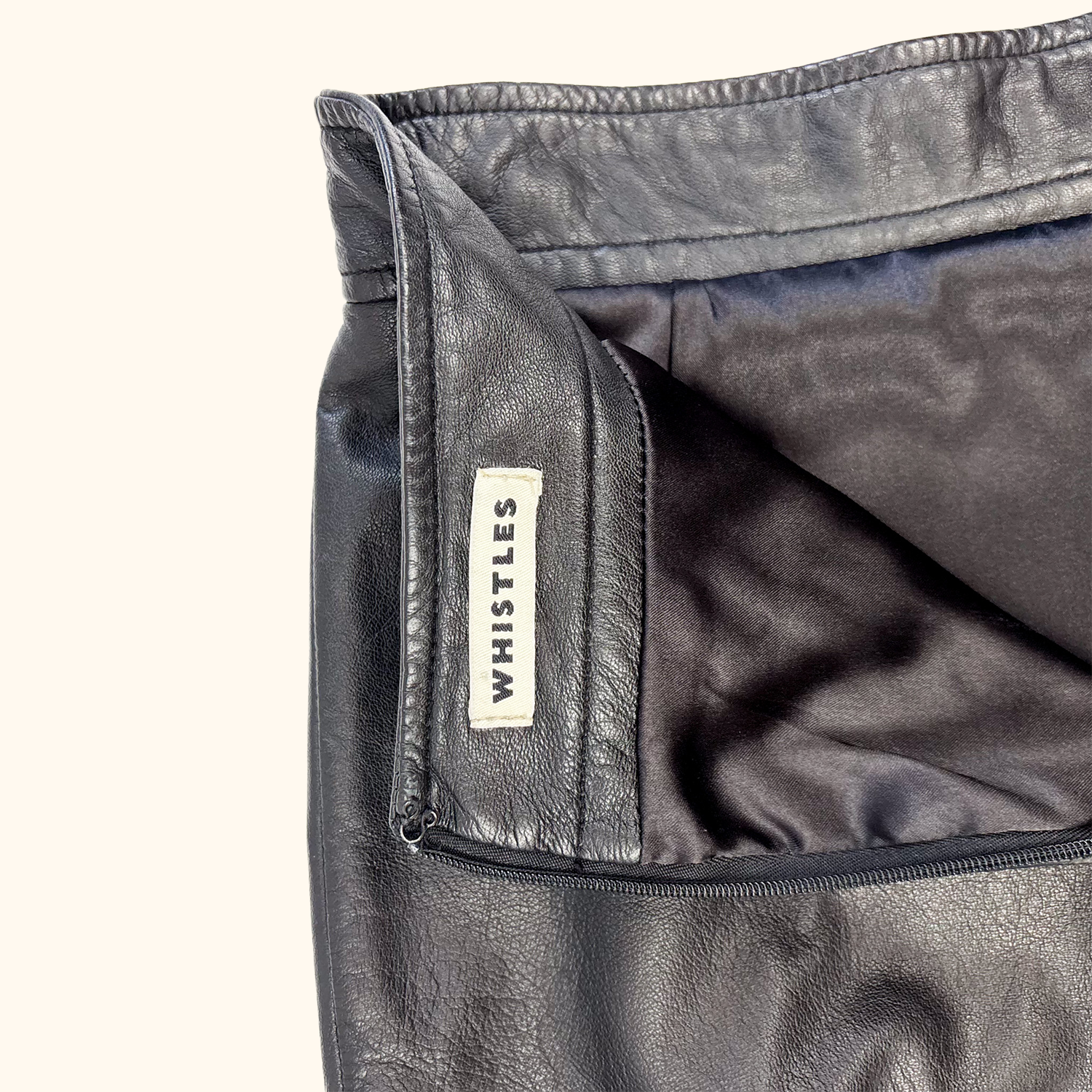 Whistles Black Leather Pencil Skirt - Size 6