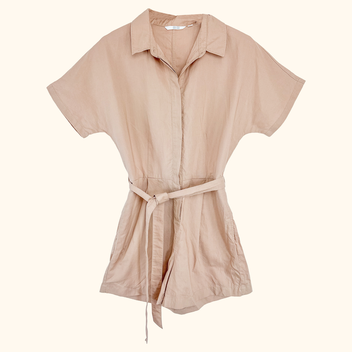 Uniqlo Beige Linen Blend Playsuit - Size Small