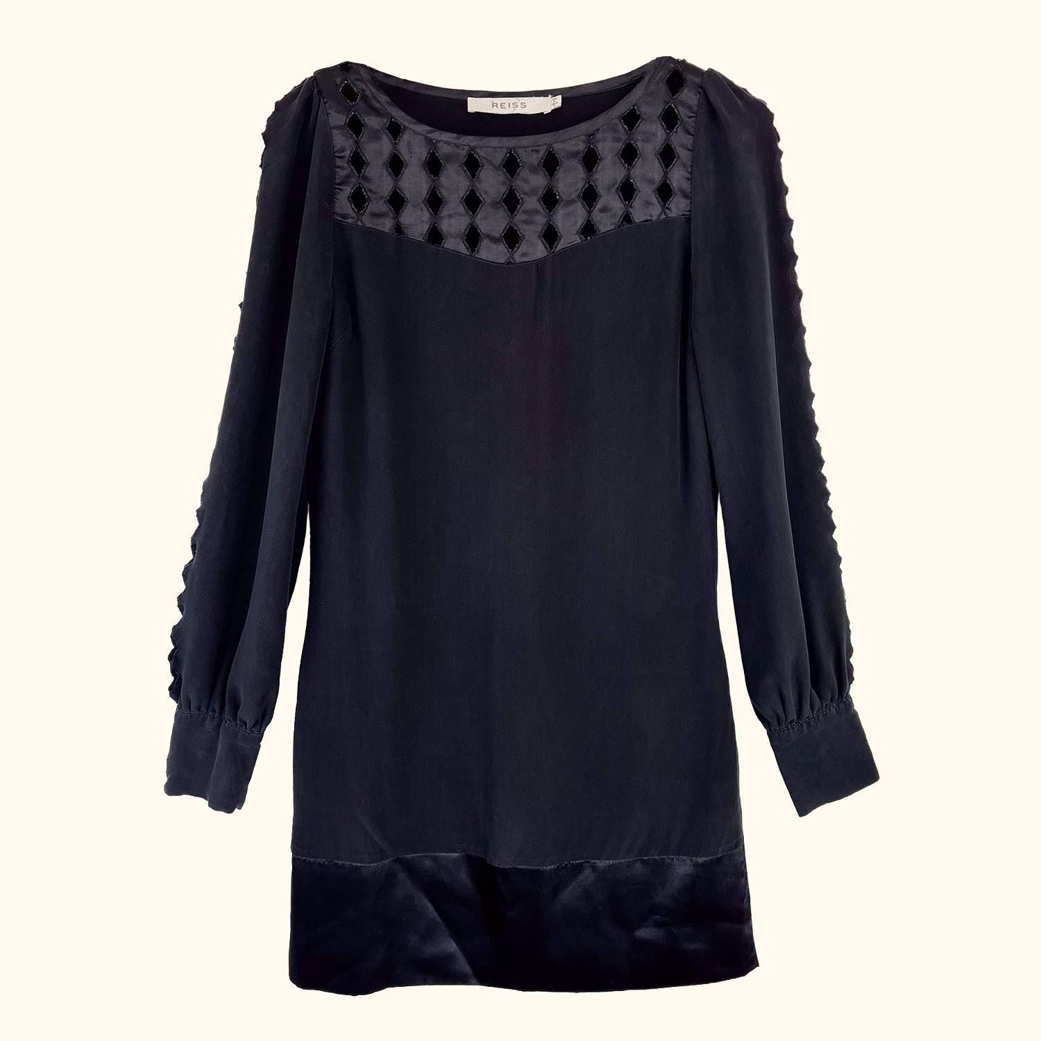 Reiss Black Silk Long Sleeve Dress - Size 6