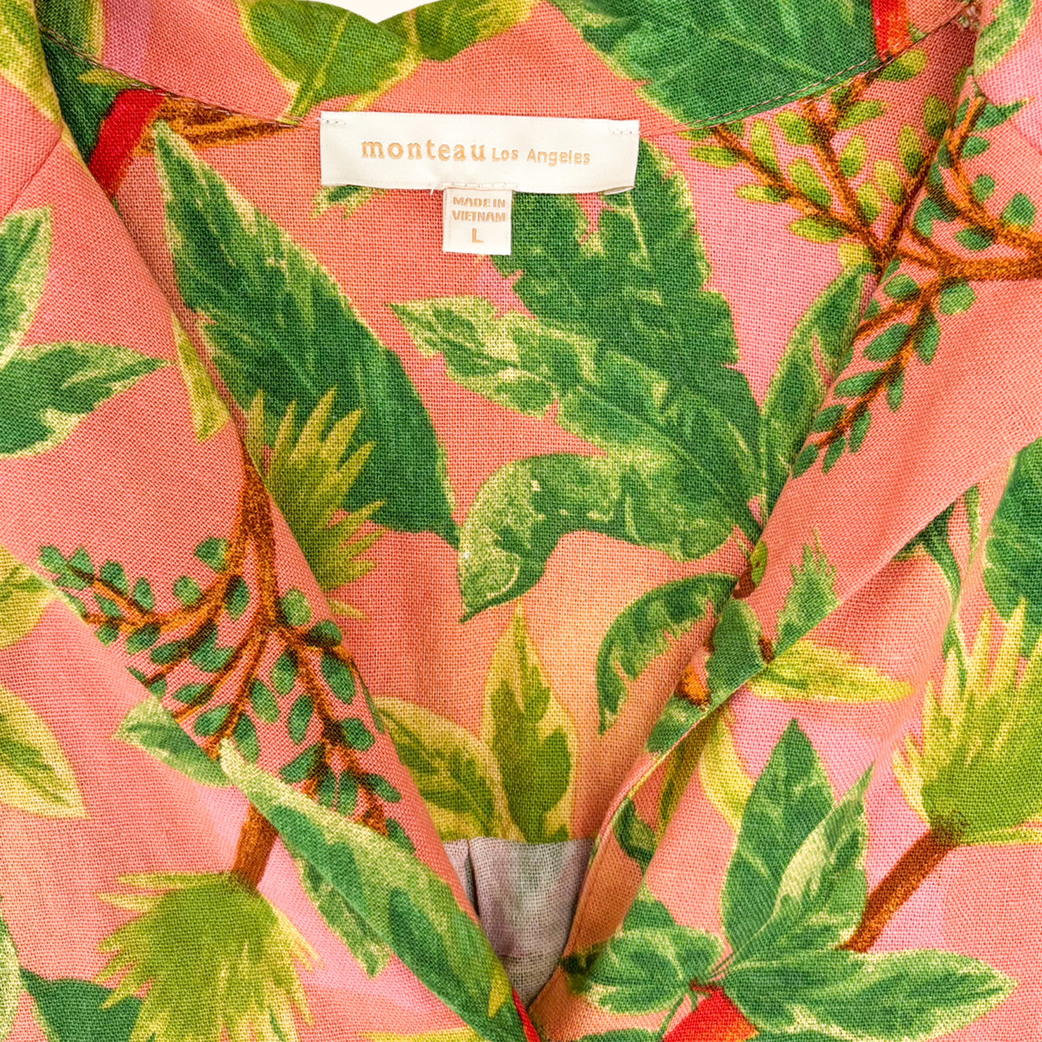 Monteau Los Angeles Linen Blend Hawaiian Shirt - Size Large