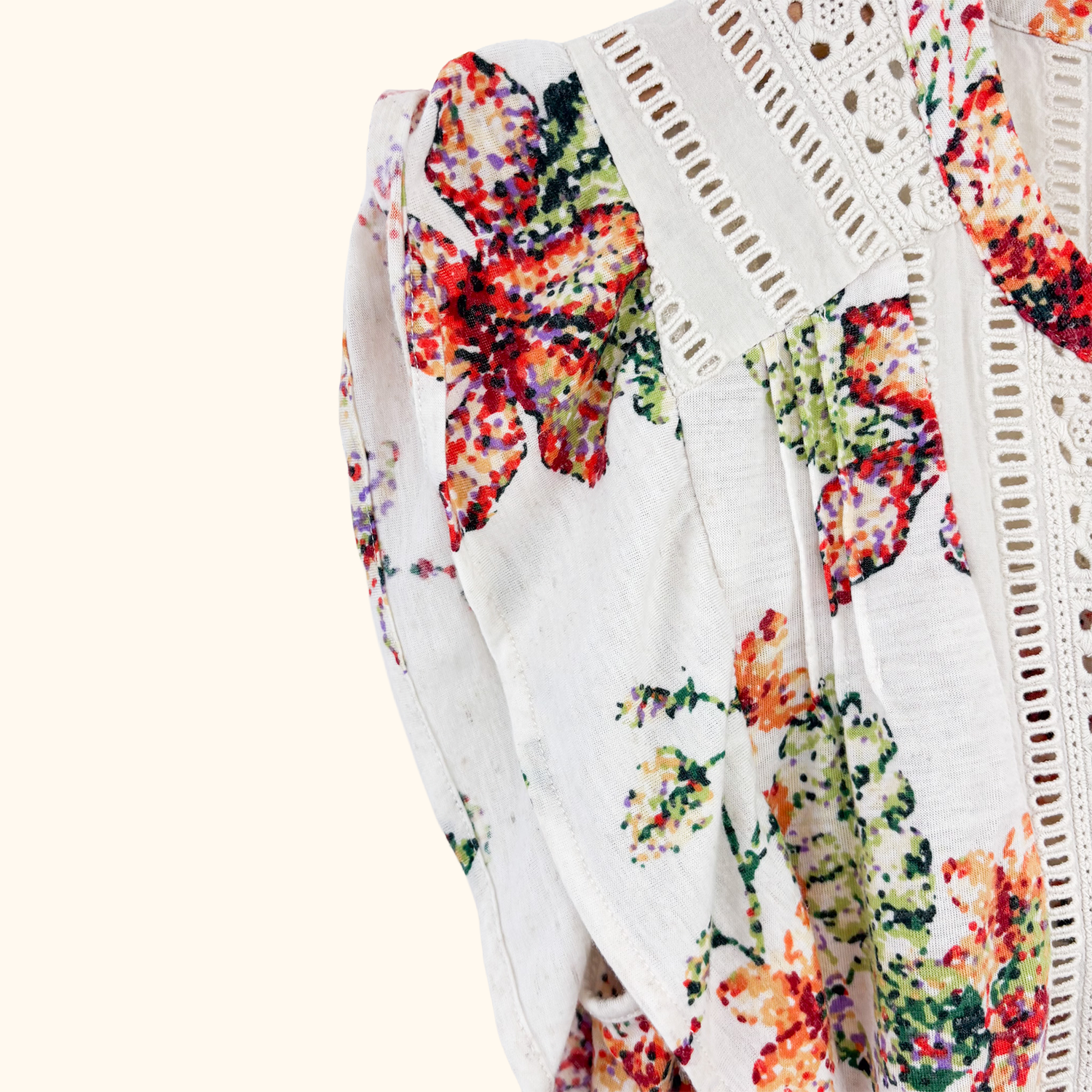 Anthropologie Maeve Floral Ruffle Blouse - Size Small