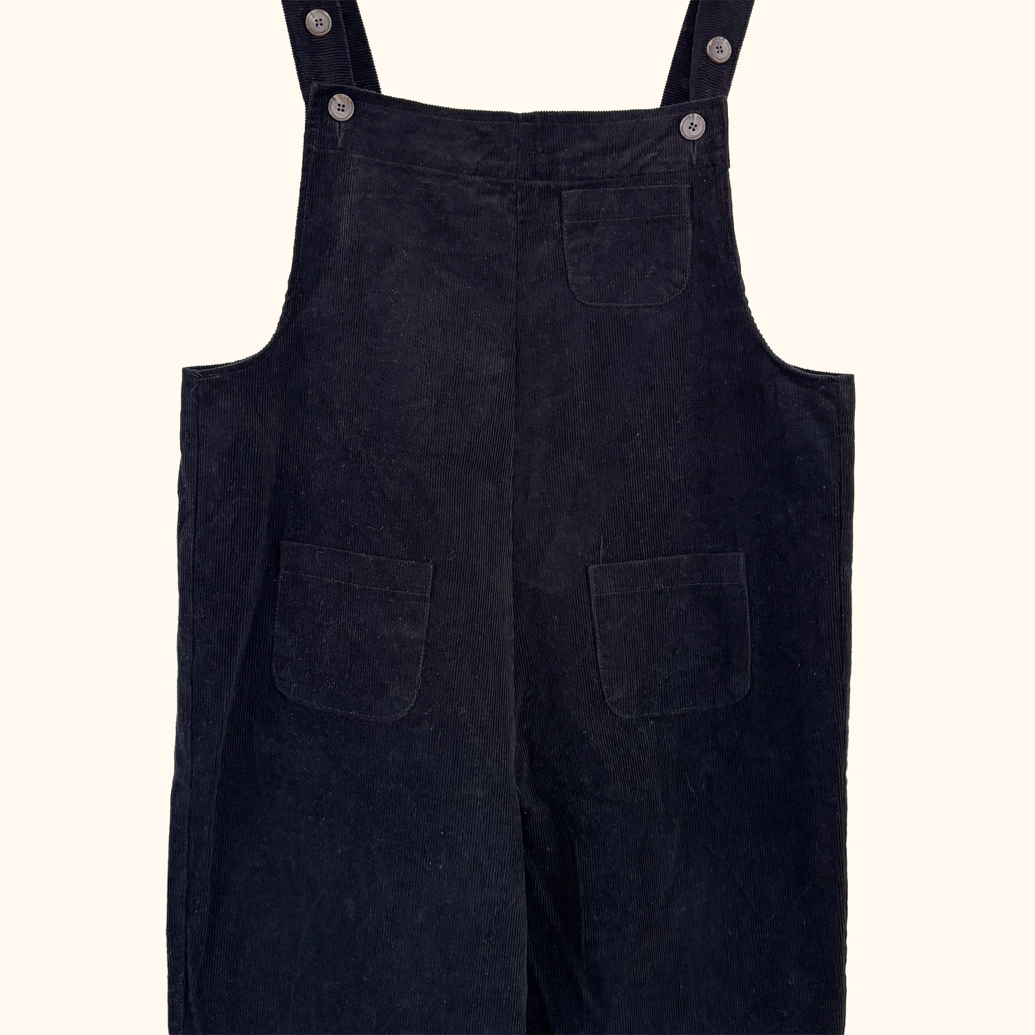 Olive Black Corduroy Cropped Dungarees - Size S/M