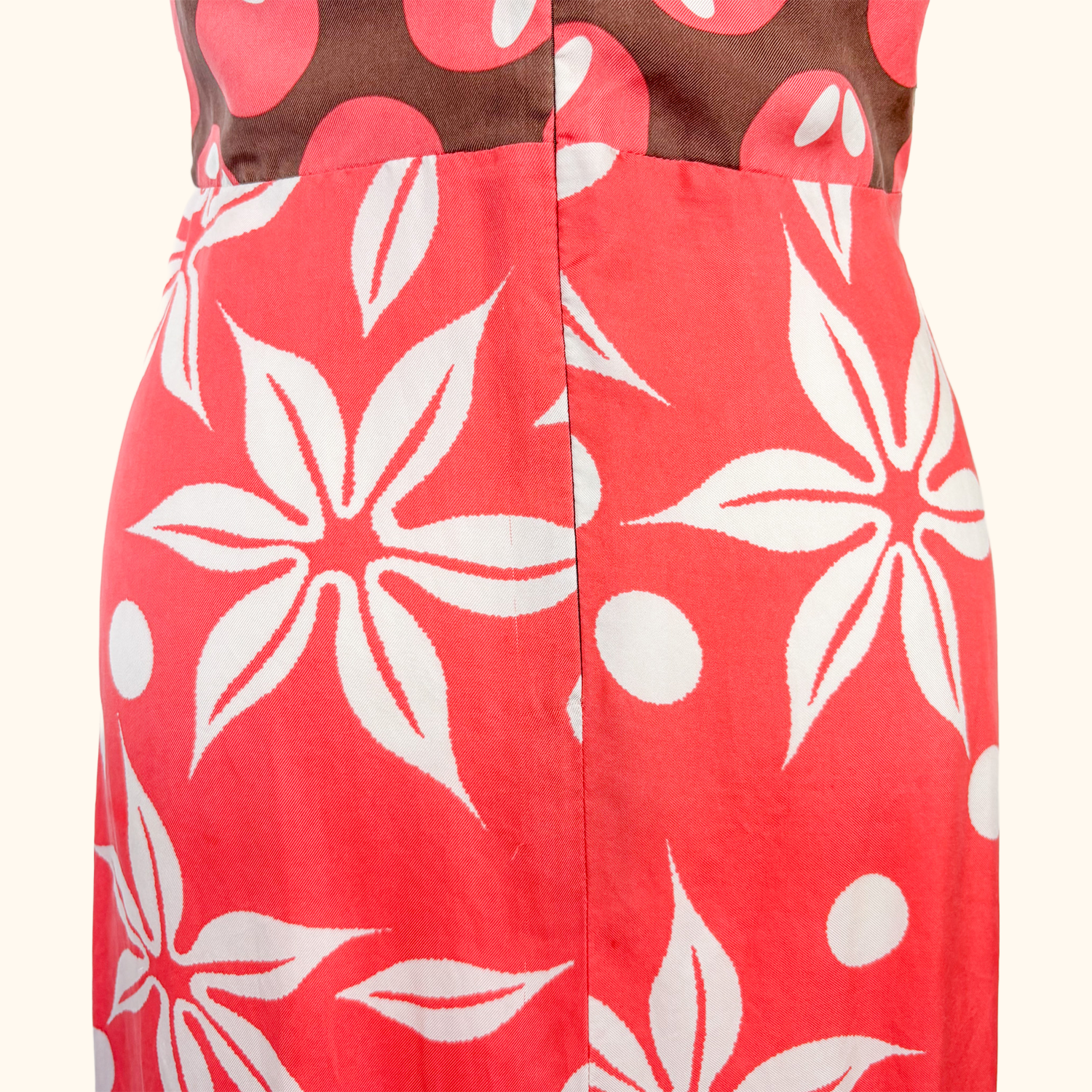 Tara Jarmon Coral Hawaiian Midi Dress - Size Medium