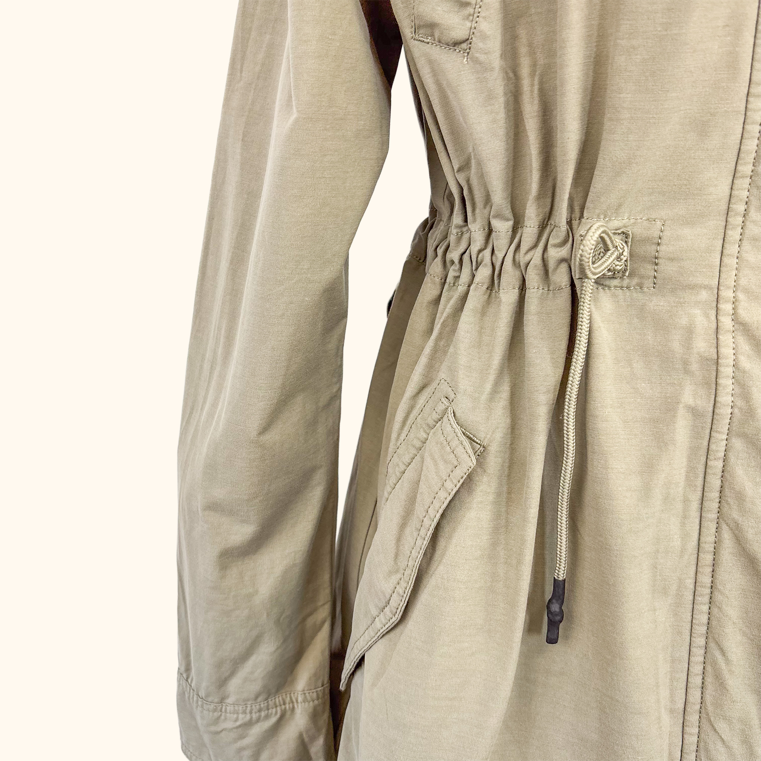 Reebok Noble Fight Fishtail Khaki Parka Jacket - Size Small