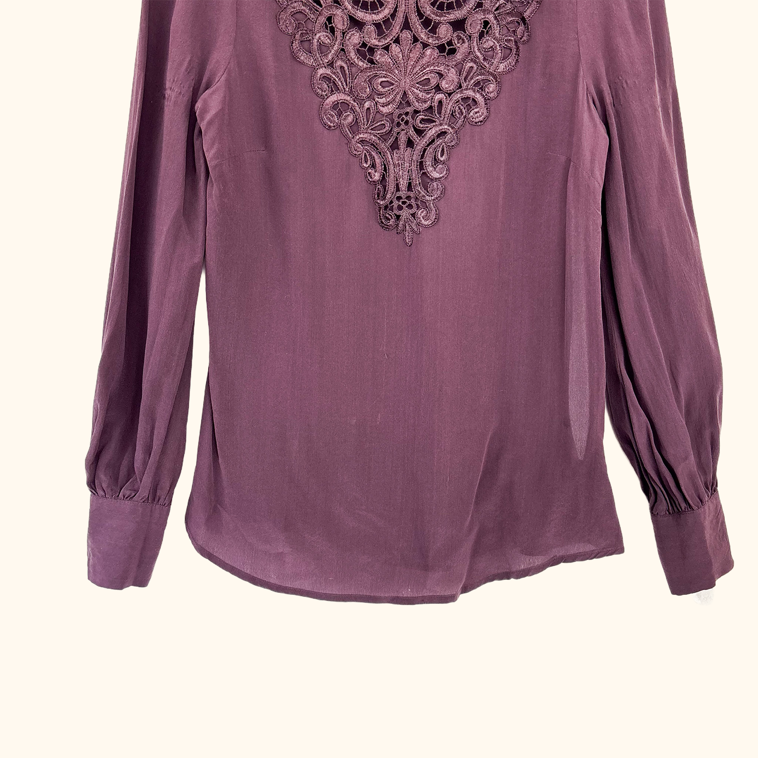 Mint Velvet Purple Silk Long Sleeve Blouse - Size 8