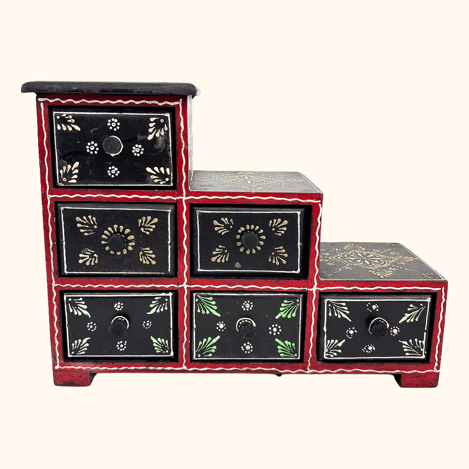 Indian Hand Painted Wooden Mini Chest of Drawers