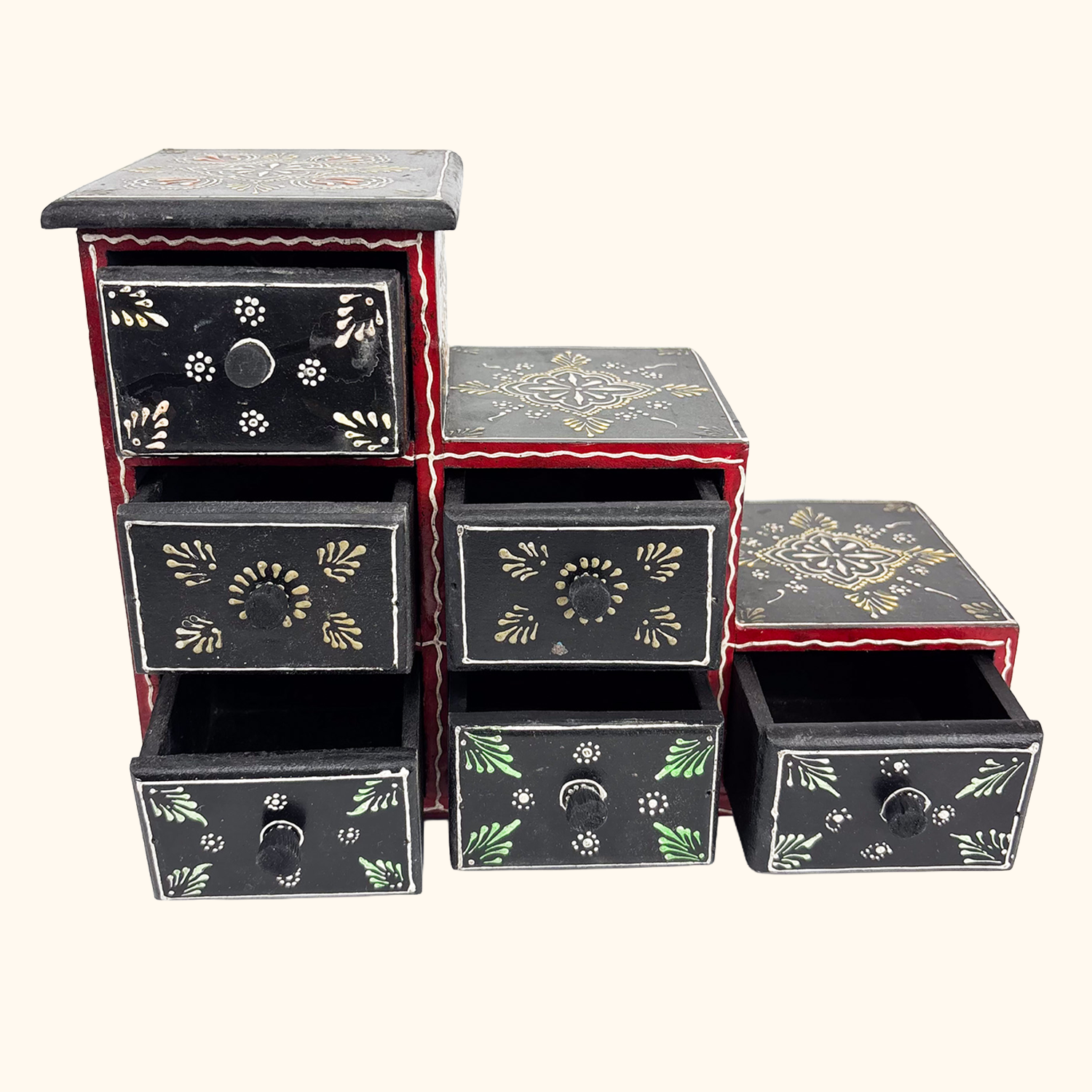 Indian Hand Painted Wooden Mini Chest of Drawers