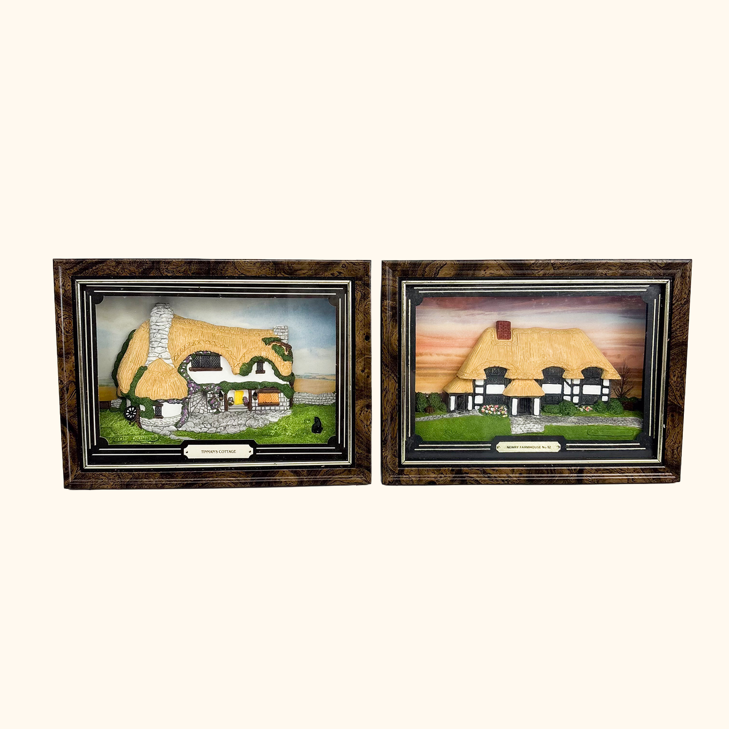 3D Framed Cottage Wall Art 1980s Vintage