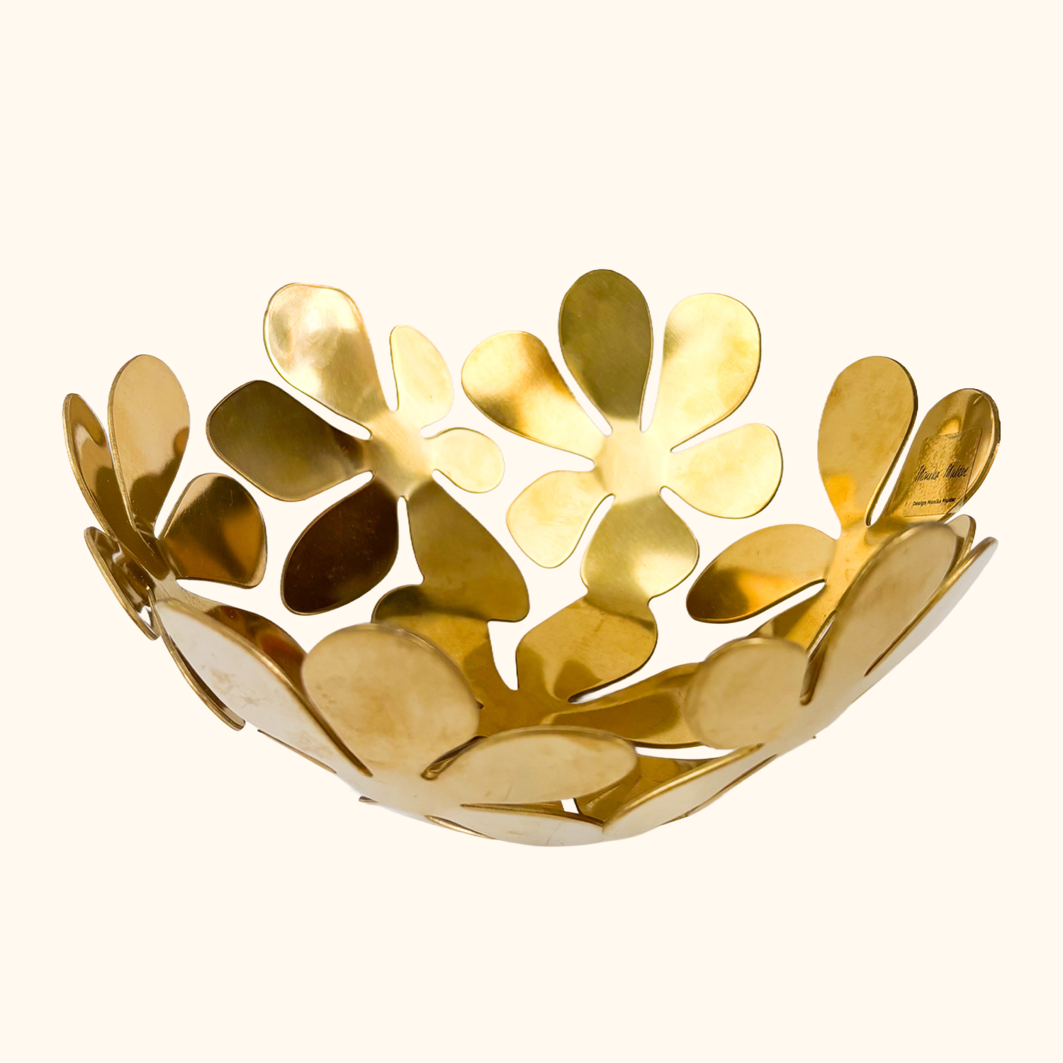 IKEA Monika Mulder Brass Floral Fruit Bowl Vintage 1990s