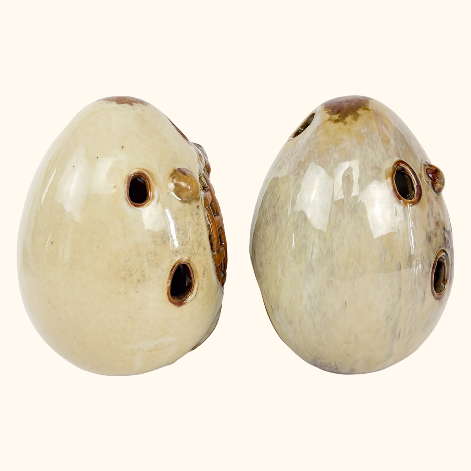 Ceramic Egg Shaped Tealight Candle Holder Set