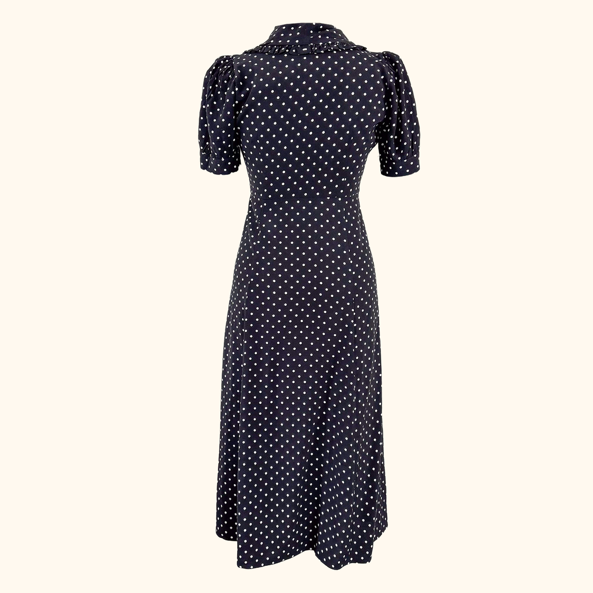 Kitri Black Polka Dot Retro Midi Dress - Size 6