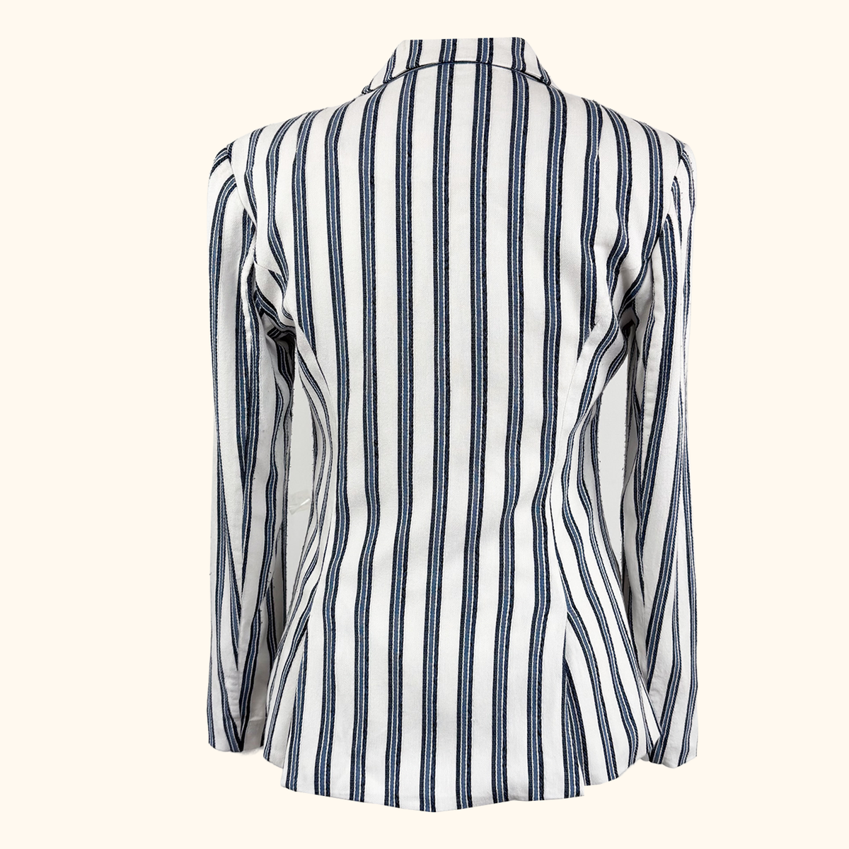 Guess Blue Striped Cotton Blend Blazer - Size 6