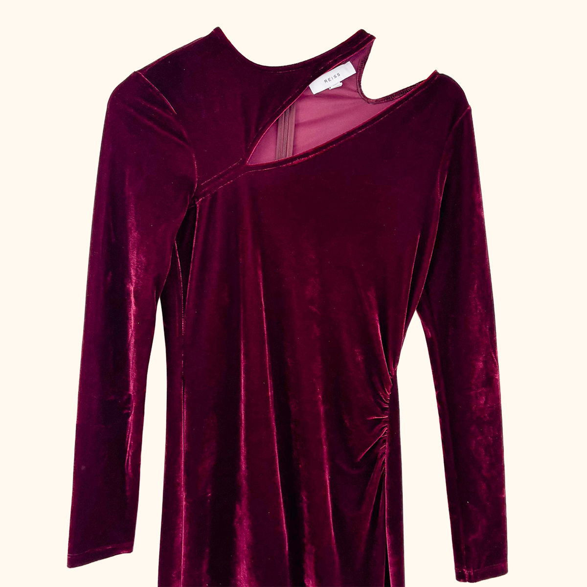 Reiss Burgundy Velvet Midi Dress - Size 6