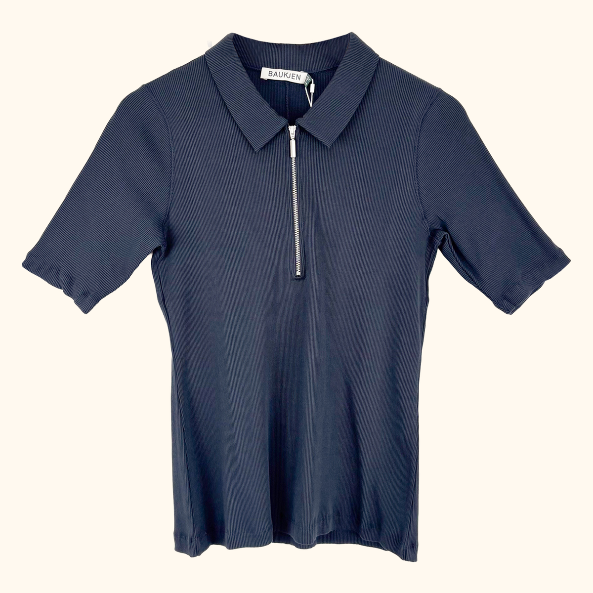 Baukjen Navy Half Zip Cotton Top - Size 12