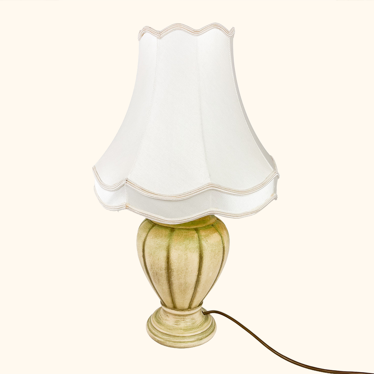 Large Ceramic Table Lamp Cream Bell Shade Vintage 1997