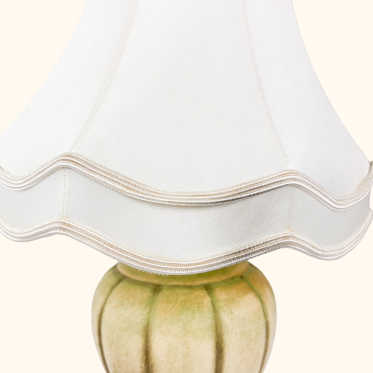 Large Ceramic Table Lamp Cream Bell Shade Vintage 1997
