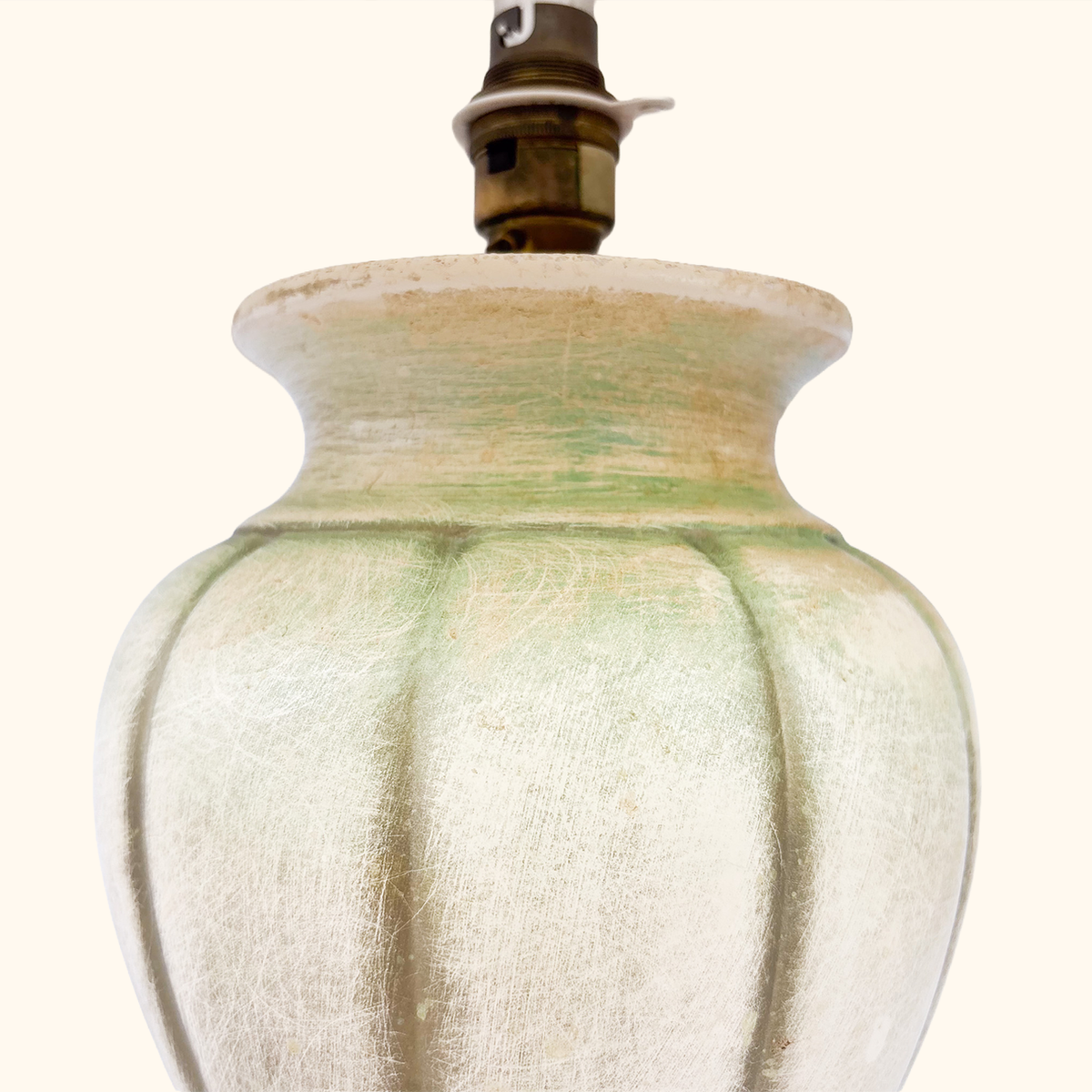 Large Ceramic Table Lamp Cream Bell Shade Vintage 1997