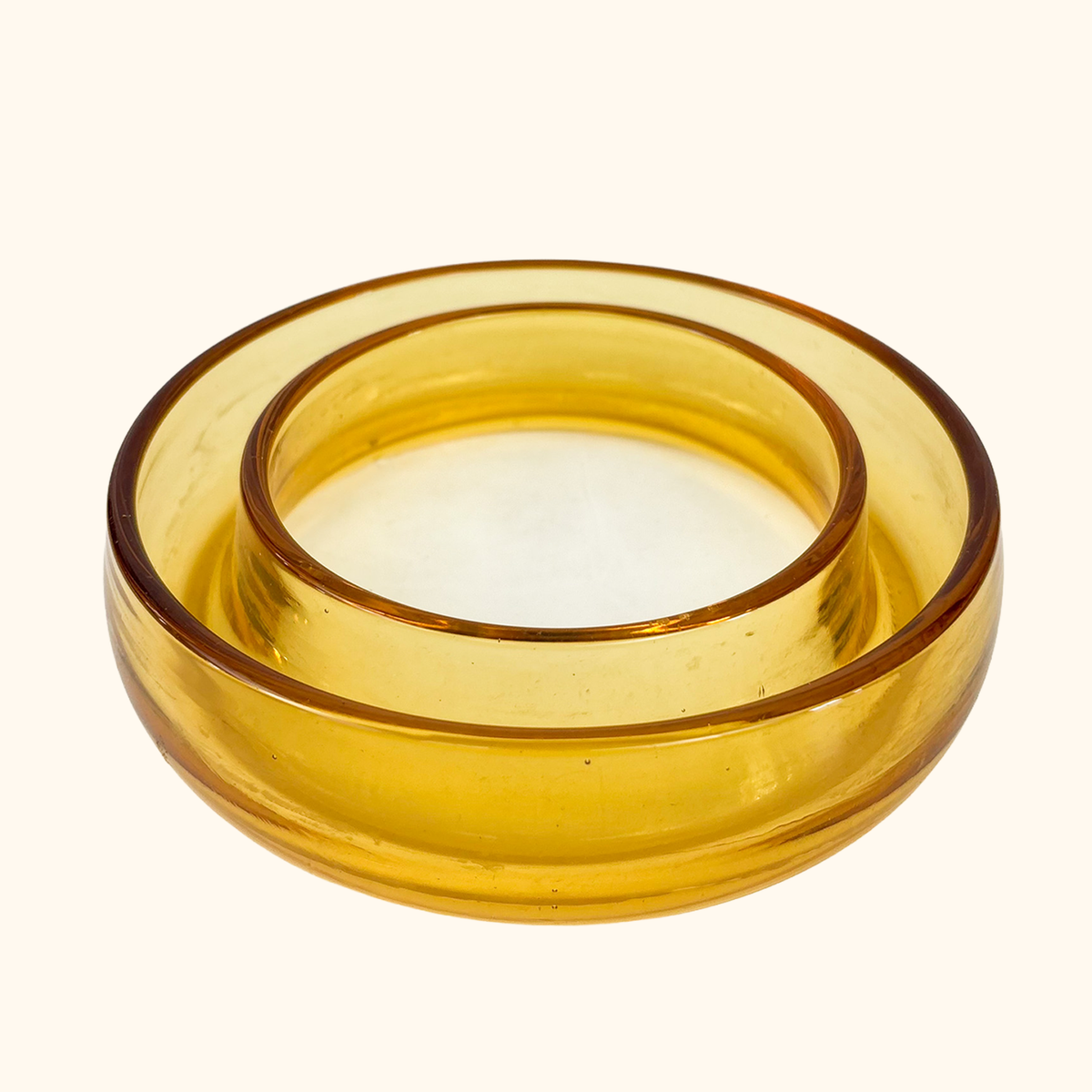 Bagley Amber Glass Posy Ring Bowl