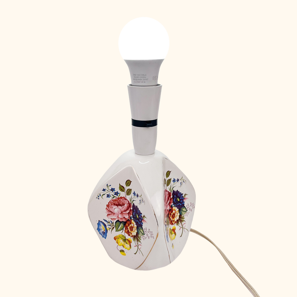 White Ceramic Floral Table Lamp Base