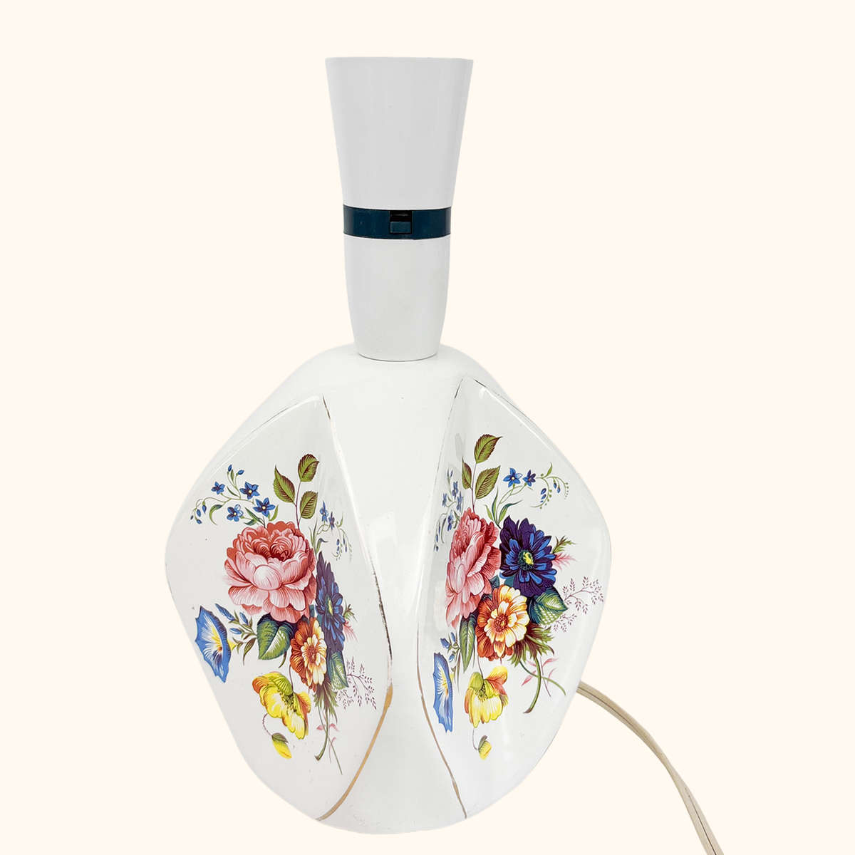 White Ceramic Floral Table Lamp Base