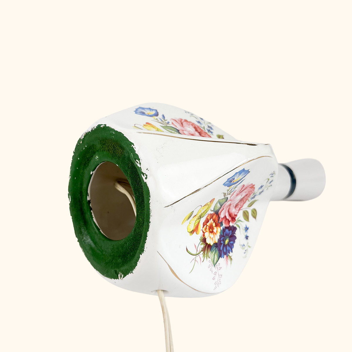 White Ceramic Floral Table Lamp Base