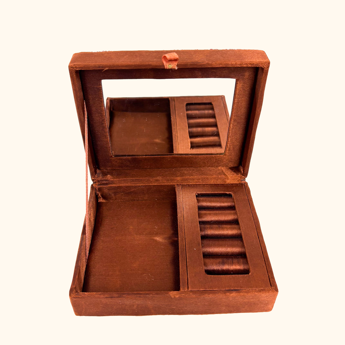 Brown Silk Beaded Jewellery Box
