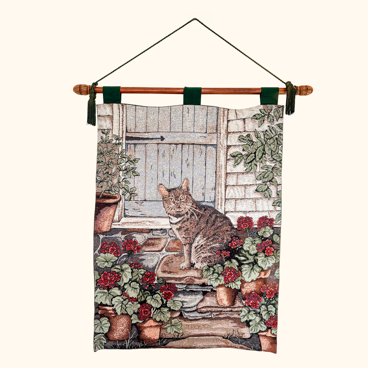 Past Times Tabby Cat Tapestry Wall Hanging
