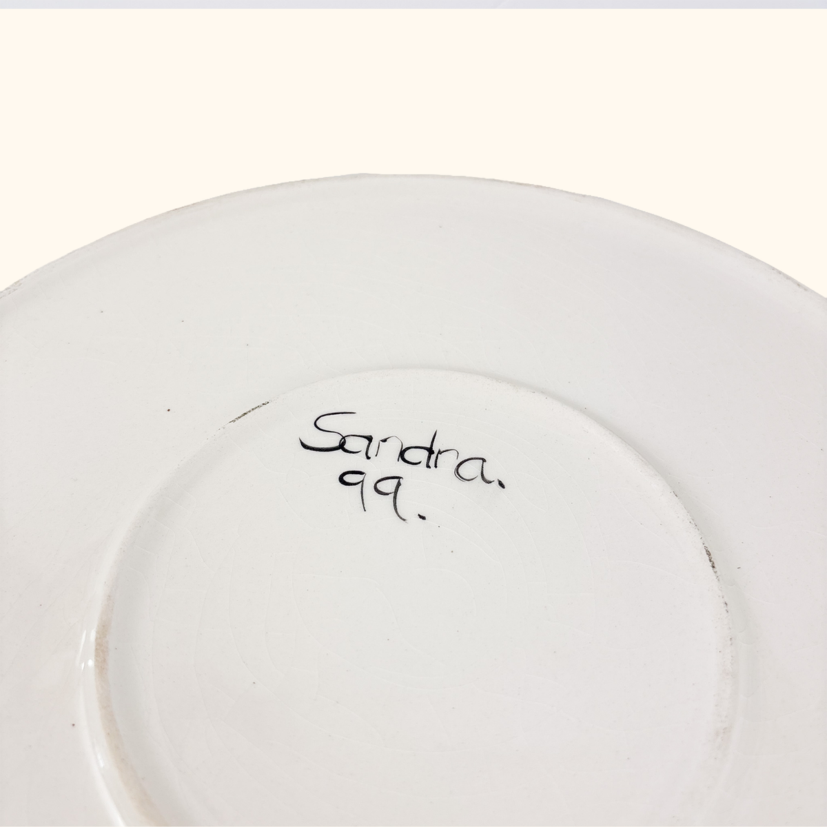 Hand Painted Floral Ceramic Serving Plate Vintage 1999