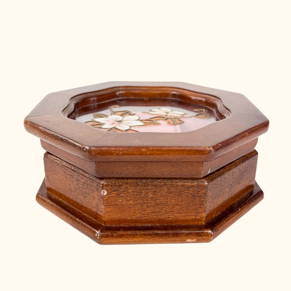 Mele Stained Glass Wood Octagon Jewellery Box