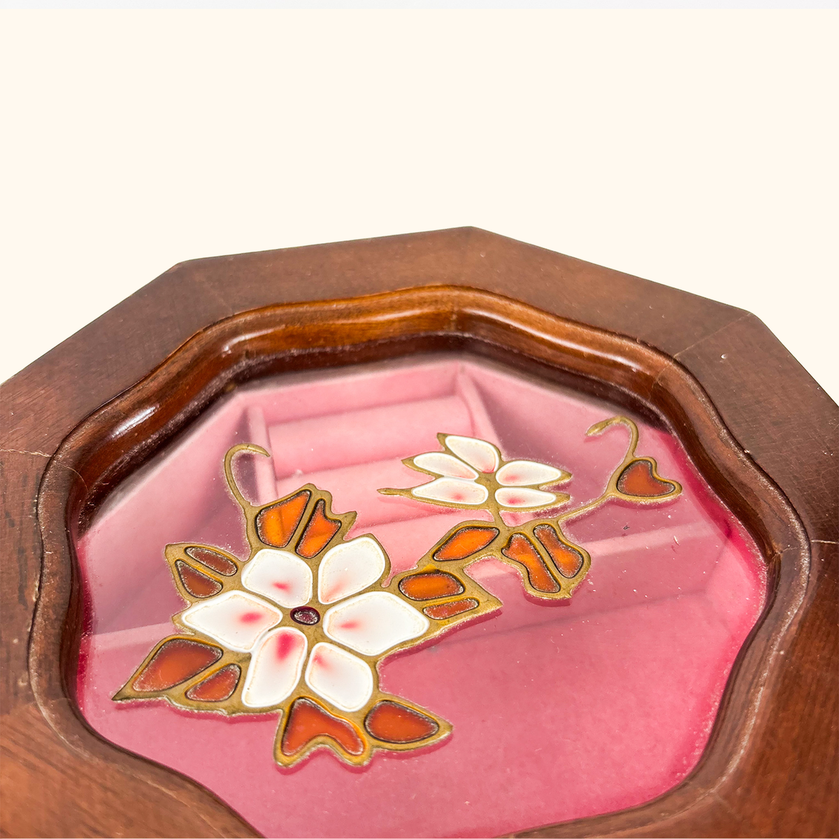 Mele Stained Glass Wood Octagon Jewellery Box