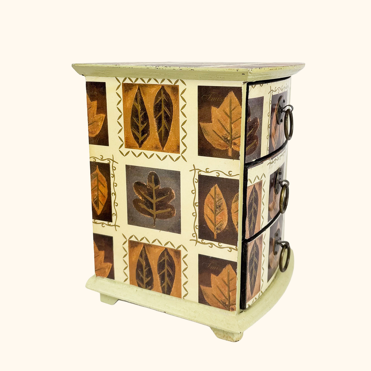 Autumn Leaf Wooden Jewellery Box Set Brown