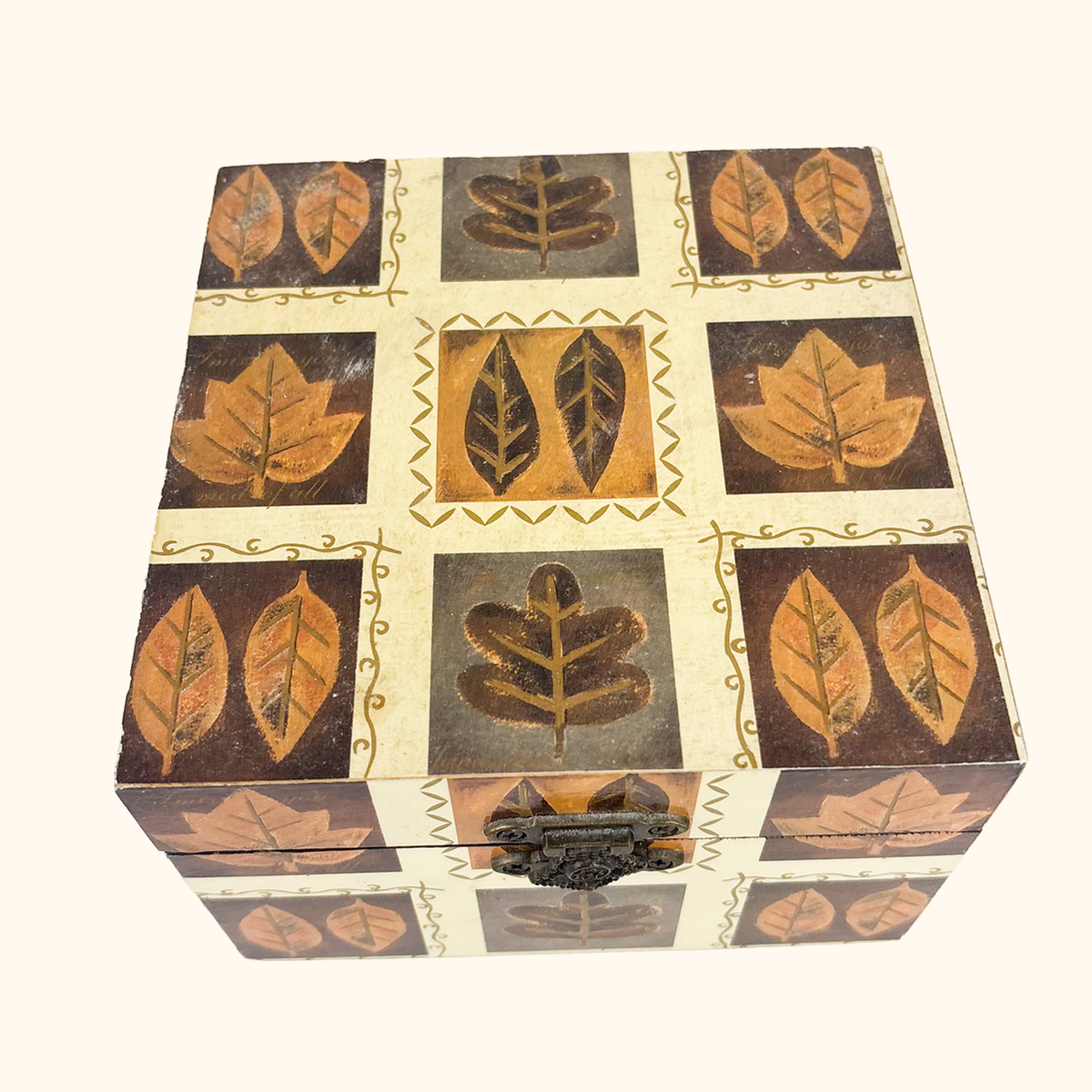 Autumn Leaf Wooden Jewellery Box Set Brown