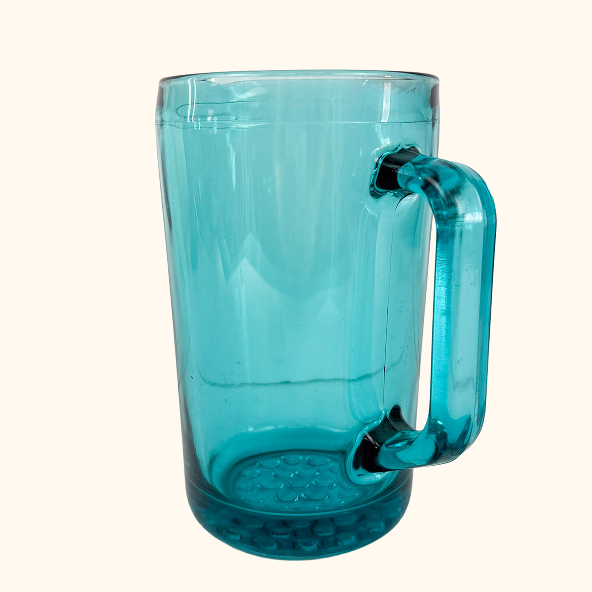 Hobnail Jug Turquoise Jade Glass Pitcher Vintage 1970s