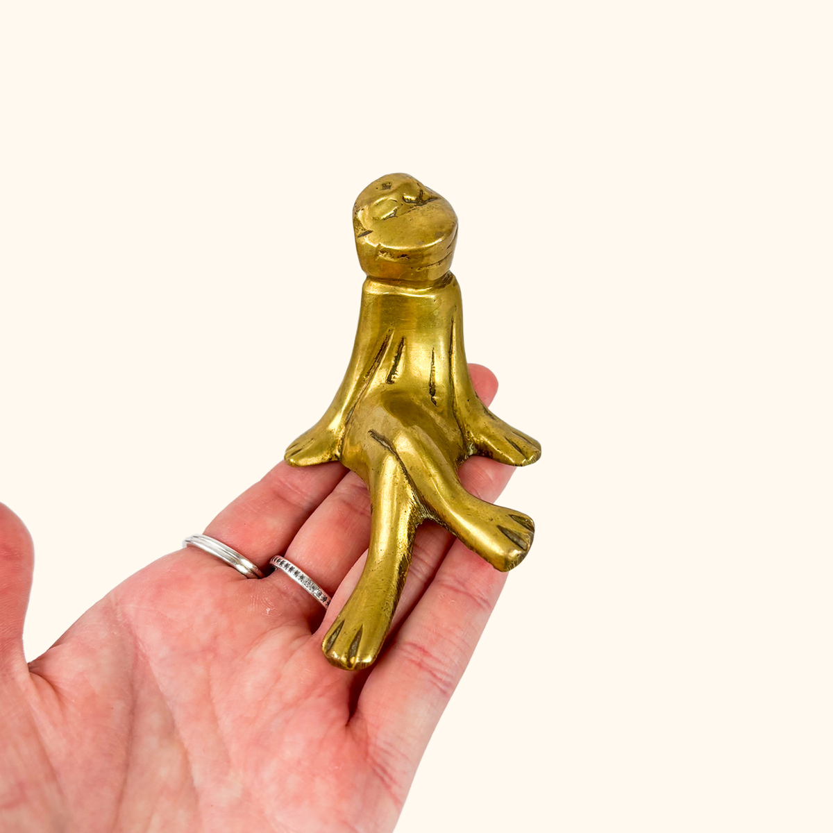 Solid Brass Frog Shelf Sitter Figurines - Set of 3