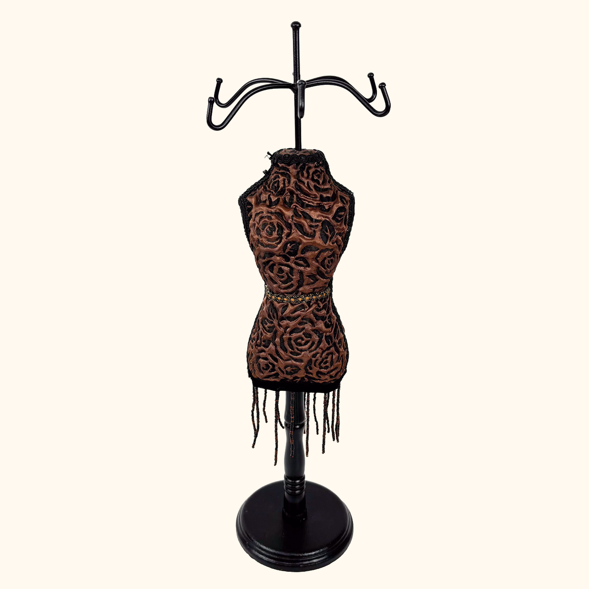 Brown Rose Fabric Mannequin Jewellery Stand