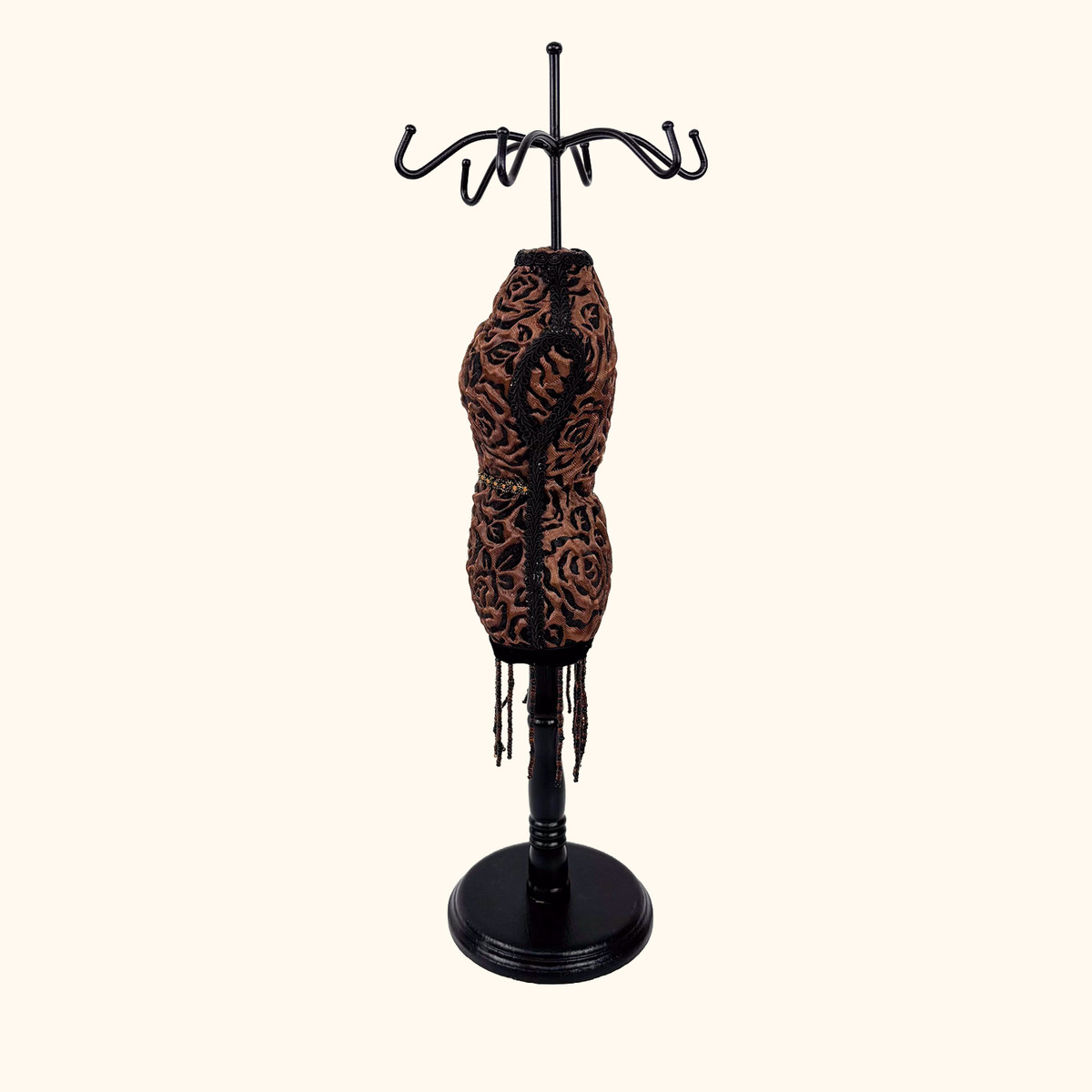 Brown Rose Fabric Mannequin Jewellery Stand