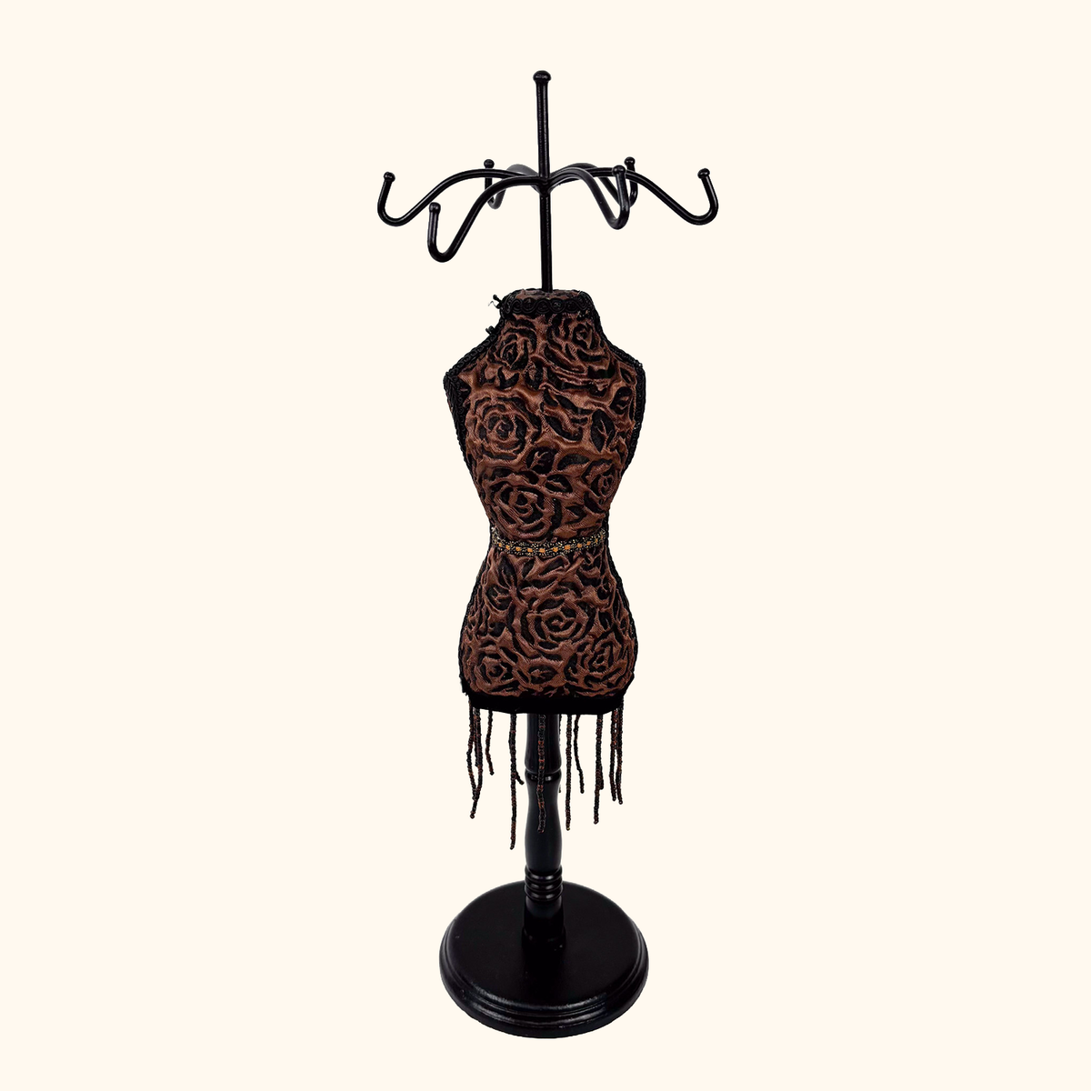 Brown Rose Fabric Mannequin Jewellery Stand