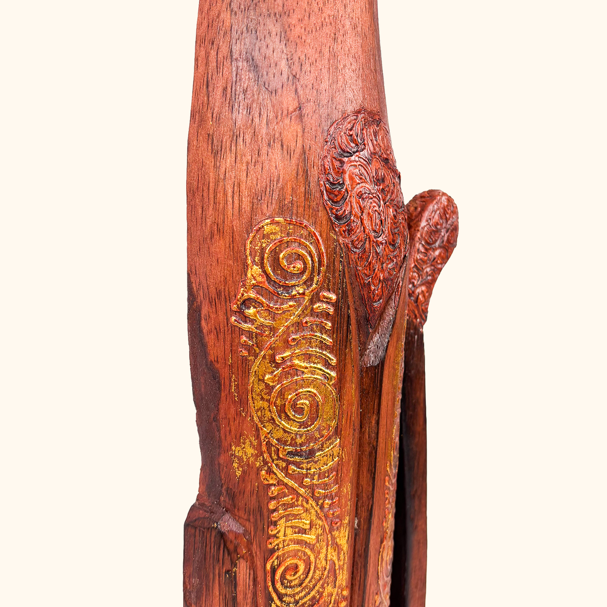 Hand Carved Wooden Cat Statue Ornament