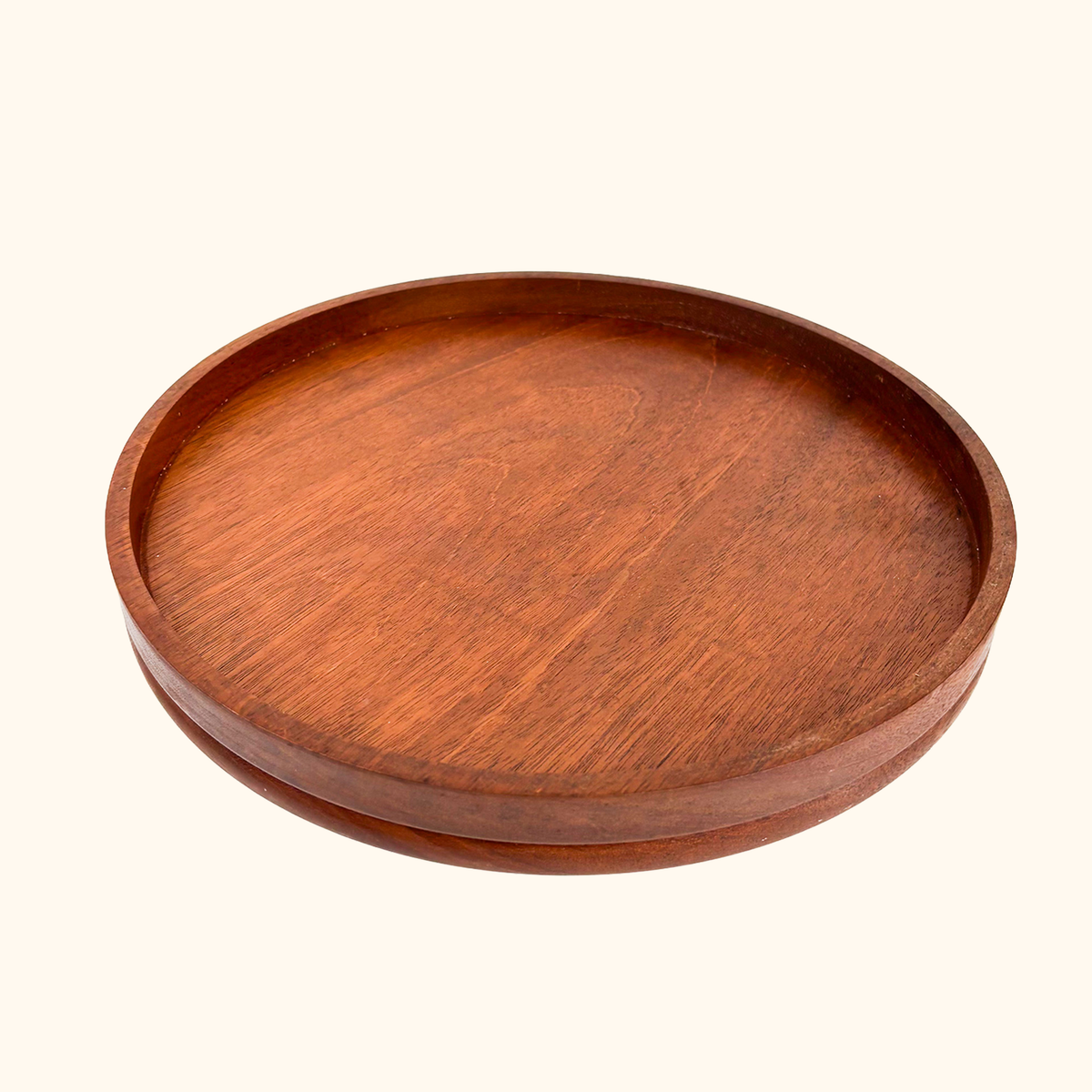 Vintage 1970s Lazy Susan Teak Rotating Section Plate