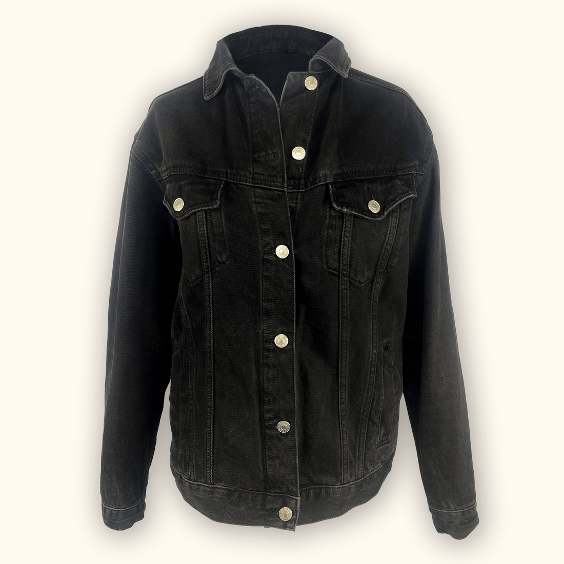 Topshop Washed Out Black Denim Jacket - Size 8 Topshop