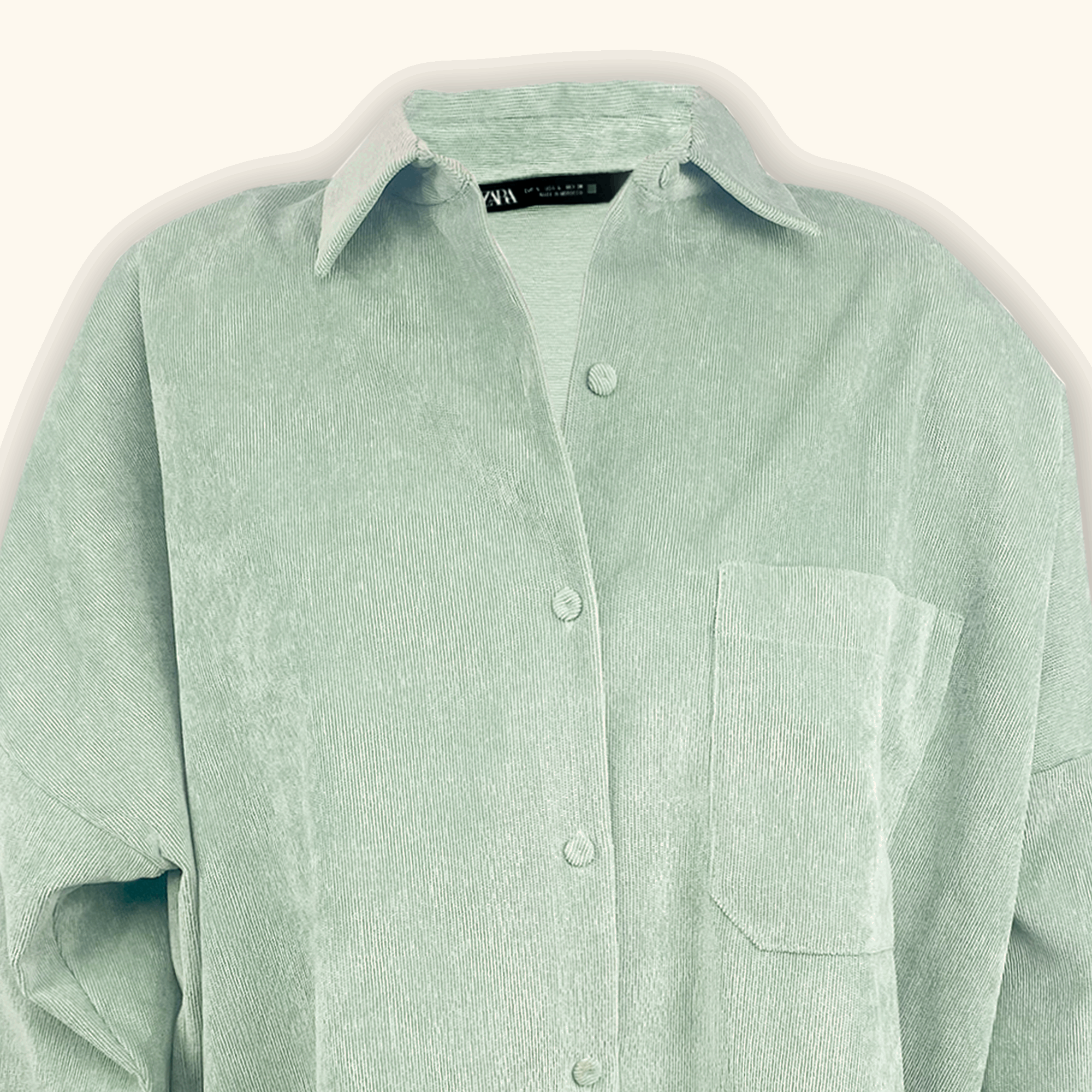 Zara Mint Green Corduroy Shirt - Size Large - - Tops & Shirts
