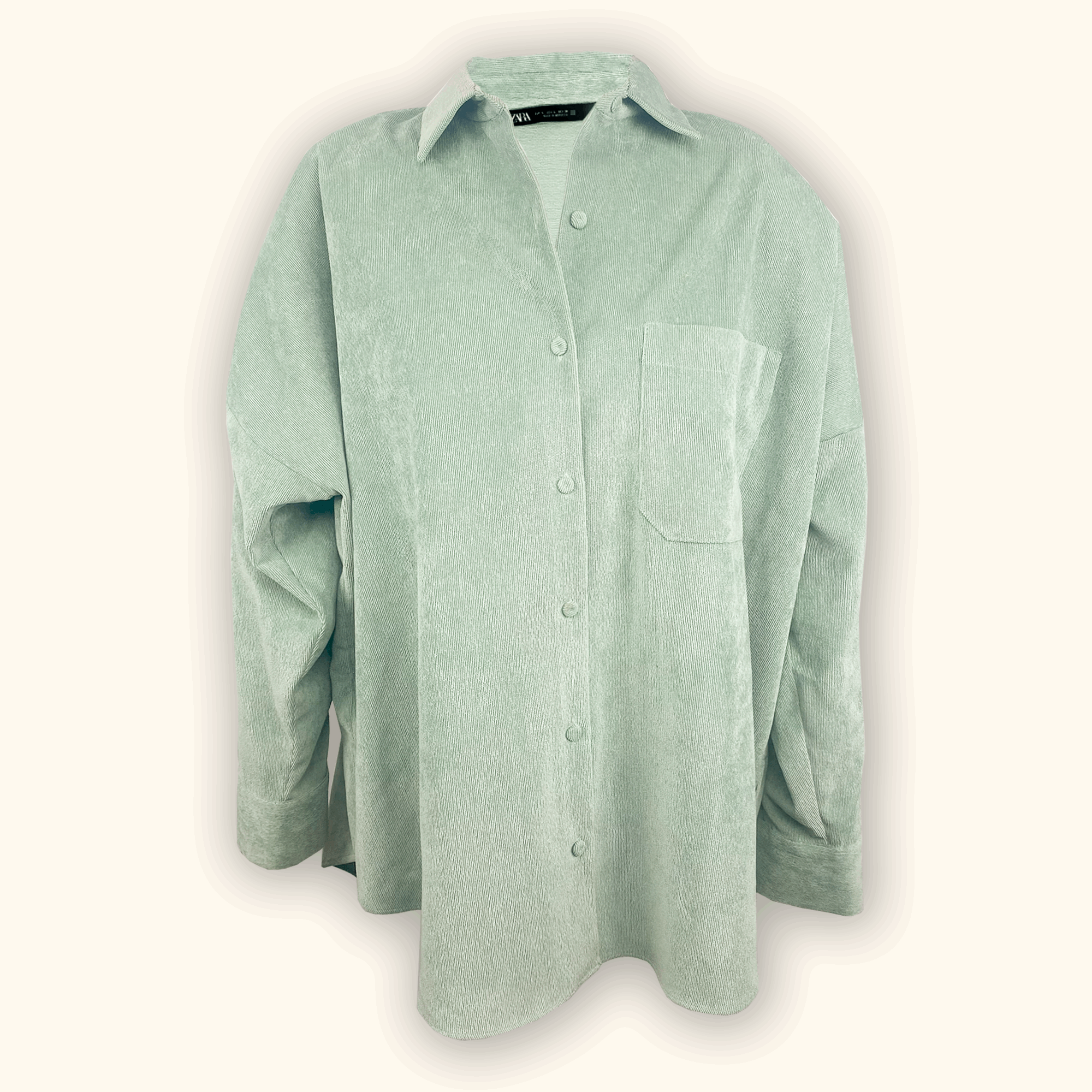 Zara Mint Green Corduroy Shirt - Size Large - - Tops & Shirts