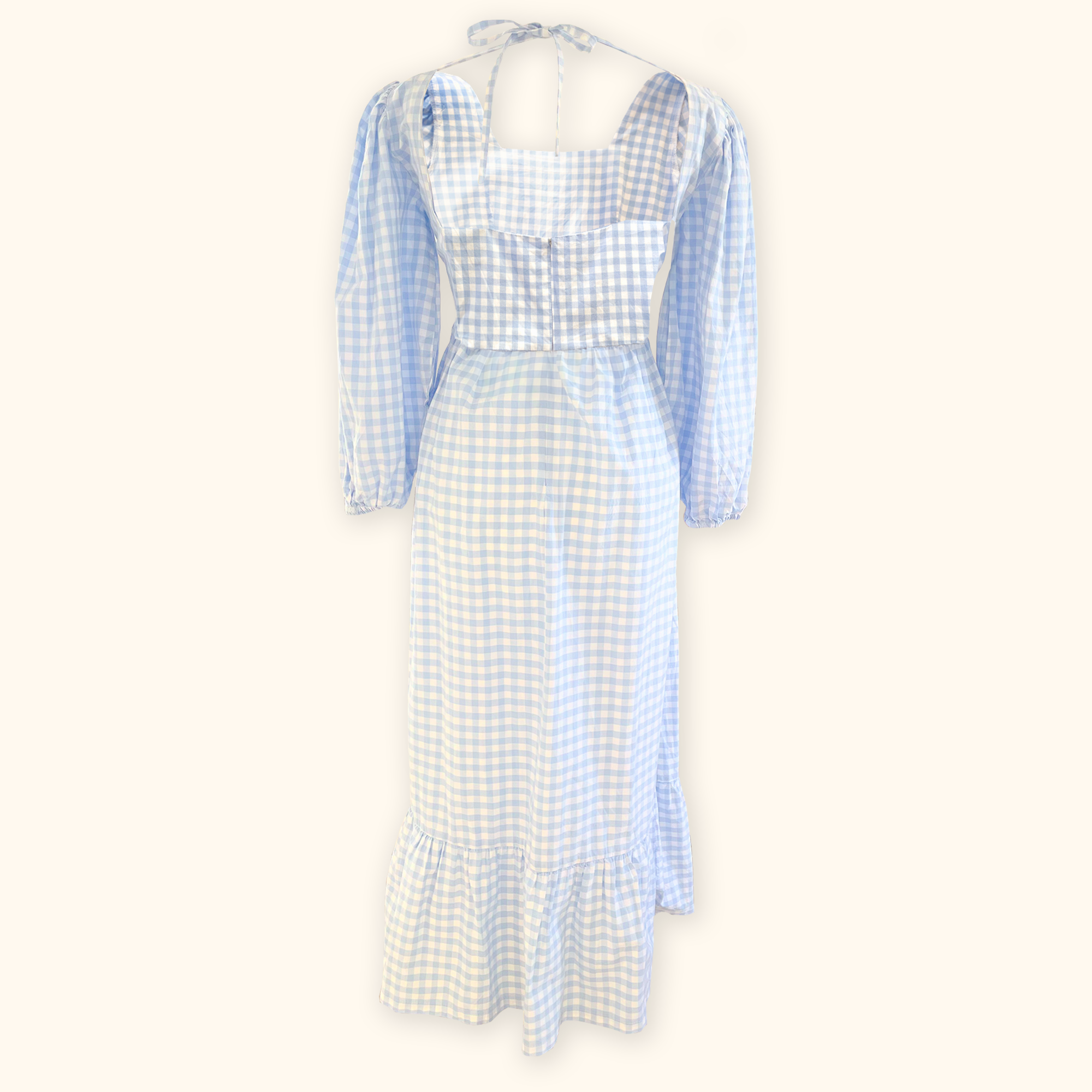 Molby The Label Blue Gingham Midi Dress - Size 8 -  - Dresses