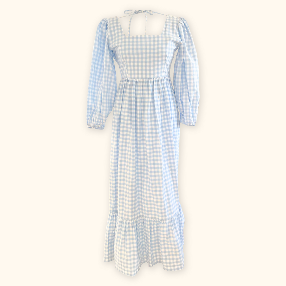 Molby The Label Blue Gingham Midi Dress - Size 8 -  - Dresses